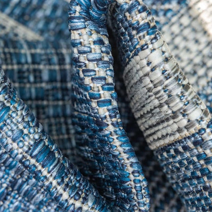 Alfombra de área Unique Loom Outdoor Border Collection - Borde suave (Hearth 3' 1" x 6' 1", azul/marfil)