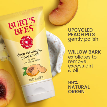 Burt's Bees - Deep Pore Scrub - Peach & Willowbark 120ml (Pack of 3)