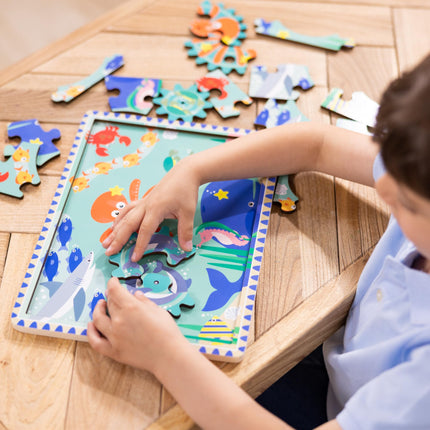Melissa & Doug Wooden Underwater Jigsaw Spinning Gear Puzzle – 18 Pieces, Puzzles for 3 year olds, Montessori toys, Toddler puzzles, Problem solving, Gift for boy or girl