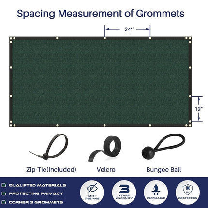6x50 Green Fence Privacy Screen Taped Windscreen Cover Shade Cloth Mesh Fabric Slats