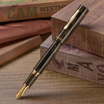 Asvine C2000 Germany Cumberland Ebonite Fountain Pen #8 Medium Nib, Large Handcraft Pen with Converter Pen Box Collection Set- Brown