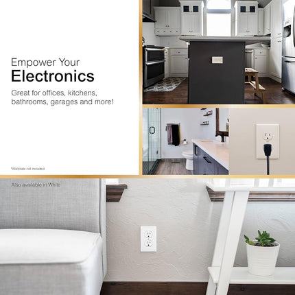 GE Grounding Duplex Outlet, In Wall Receptacle, Tamper Resistant Outlets, 3 Prong Electrical Socket, Easy Install, 15 Amp, UL Listed, Light Almond, 17815
