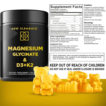 New Elements Vitamin D3 Gummies 5000 IU Made in USA, Immune Support, Bone Health, Joint Support, High Potency Chewable Vitamin D3 Supplement for Adults, Vegan, Pectin Based, Non-GMO, Gluten Free