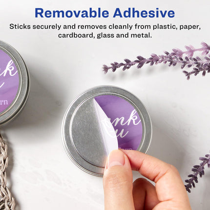 Avery Matte White Removable Round Labels with Sure Feed Technology, Print-to-The-Edge, 1-2/3" Diameter, 2,000 Removable Labels, Laser/Inkjet Printable Labels