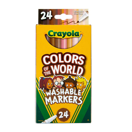 Crayola Colors of The World Markers 24 Count, Fine Line Washable Skin Tone Markers, 24