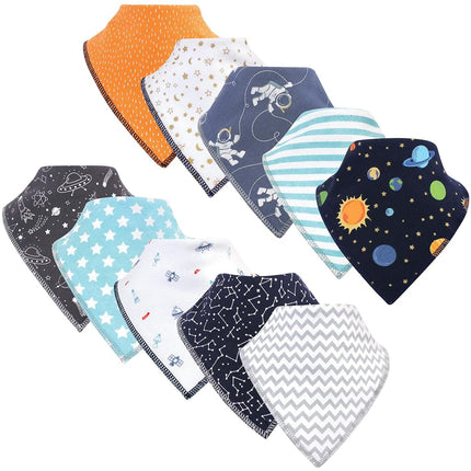 Hudson Baby Unisex Baby Cotton Fleece Bandana Bibs - blue - One size