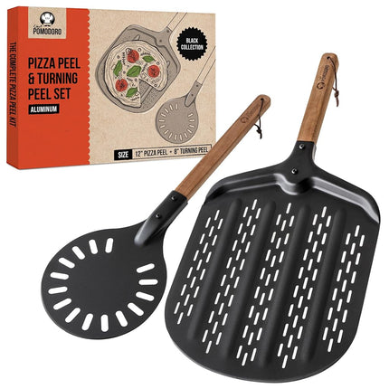 Chef Pomodoro Black Perforated Metal Pizza Peel 12