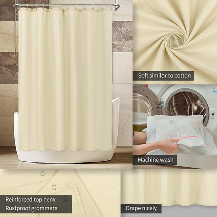 ALYVIA SPRING Extra Long Waterproof Fabric Shower Curtain Liner Cream 72x84