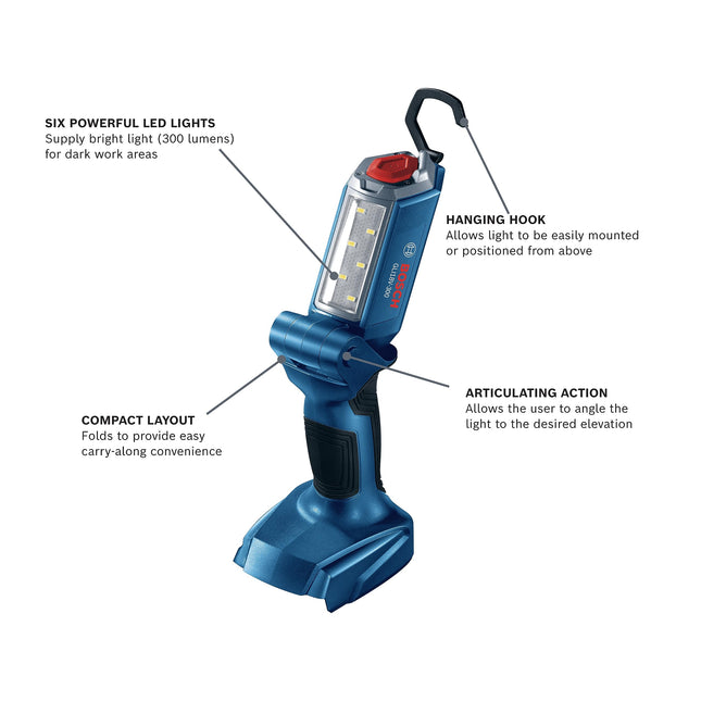 BOSCH GLI18V-300N 18V Articulating LED Worklight (Bare Tool)