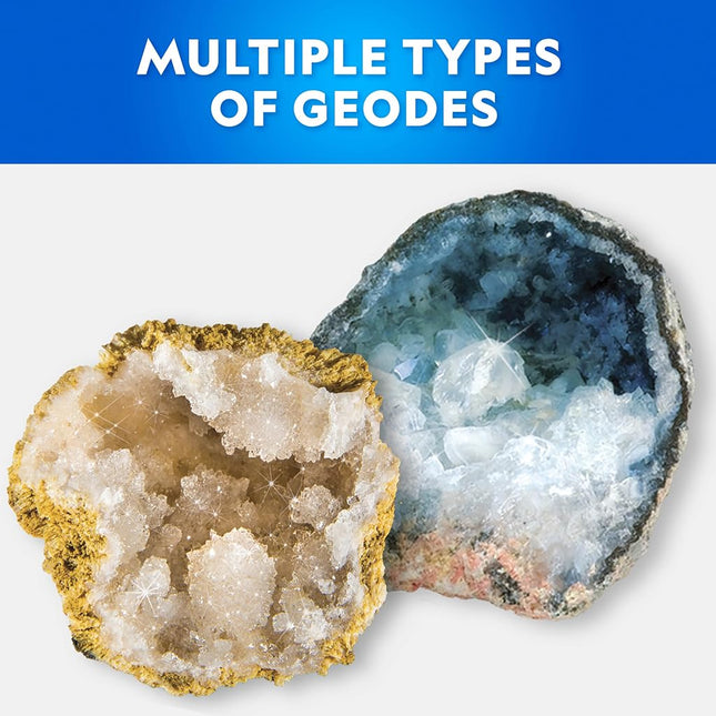 Blue Marble National Geographic Break Open 15 Premium Geodes - with Goggles, Detailed Learning Guide, 3 Display Stands, Great Stem Science Toy & Educational Kit