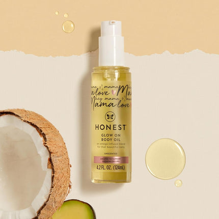 The Honest Company Mom Care Glow On Body Oil - Unscented Women Body Oil 4.2 oz