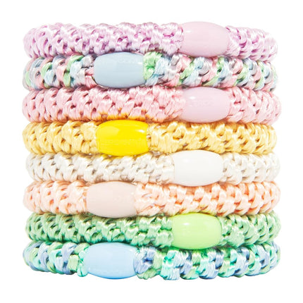 L. Erickson Élastiques à Cheveux Colorés pour Cheveux Épais, Attaches Simples pour Queue de Cheval, Lot de 8, Taffy, Élastiques Épais Anti-Plis à Forte Tenue, Conception Anti-Dommages, Couleurs Douces de Bonbons