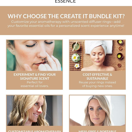 Essence Nasal Diffuser | Essential Oil Ring | Silicone Nose Inhaler Bundle Pack (Create It)