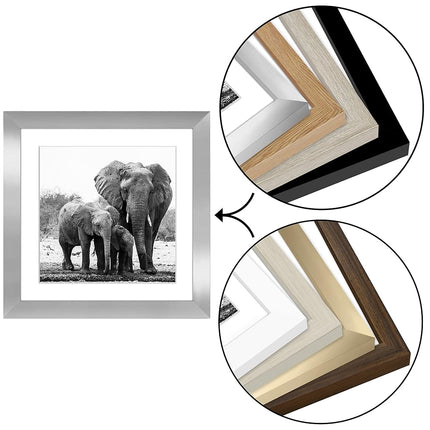 Americanflat 11x11 Picture Frame with Shatter-Resistant Glass - Use as 8x8 Frame with Mat or Display 11x11 Photo Without Mat - Signature Collection - Square Frames for Wall Display - Silver