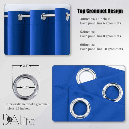 DUALIFE Royal Blue Blackout Curtain Panels/Curtains 114 cm Length for Boys Bedroom, 2 Panels, Thermal Insulated, Solid Curtains with Eyelet for Living Room, 96 cm W x 114 cm L