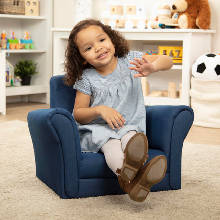 Sillón infantil de tela vaquera de Melissa & Doug (muebles infantiles, 58.4 cm de largo x 44.5 cm de ancho x 46.5 cm de alto) Muebles para niños, silla de lectura para niños, sillas para niños pequeños, sillón infantil grande