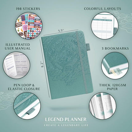 Legend Food Journal, Weight Loss & Meal Tracking Diary 14.5x21 Aquamarine