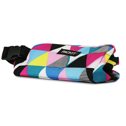 PackIt Freezable Snack Box, Triangle Stripes, Built with EcoFreeze Technology, Collapsible, Reusable, Zip Closure with Buckle Handle, Great for All Ages and Fresh Snacks on The go