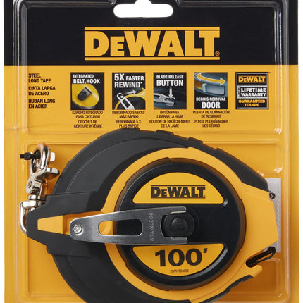 Mètre à ruban DEWALT, 30,5 m, autobloquant, finition chrome massif, poignée en caoutchouc (DWHT34036L)