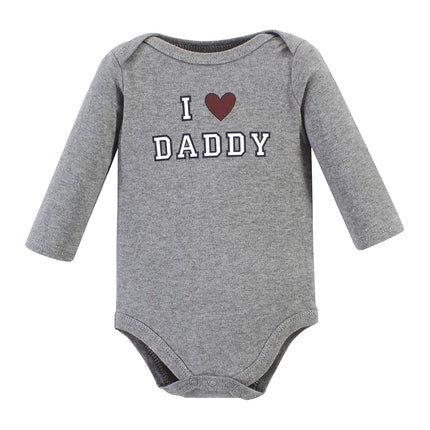 Lot de 3 bodys en coton à manches longues unisexe Hudson Baby, motifs Boy Daddy, 6-9 mois