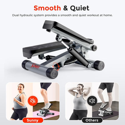 Sunny Health & Fitness Mini Stair Stepper with Resistance Bands for Cardio