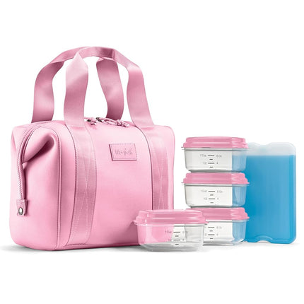 Bolsa de Almuerzo de Neopreno Fit & Fresh para Mujer, Bolsa de Almuerzo Aislada para Mujer para el Trabajo, Lonchera Grande Resistente a Desgarros y Manchas para Mujer con Contenedores y Hielo, Bolsa de Almuerzo Remi Lavable a Máquina, Rosa
