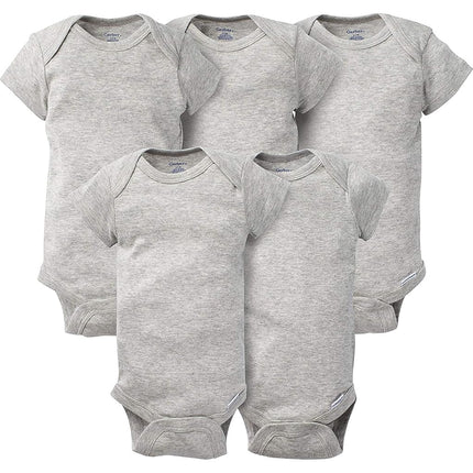 Gerber baby-boys 5-pack Solid Onesies Bodysuits, Gray, 0-3 Months