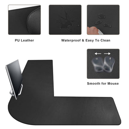 Mydours 53"x53"x16" L Shaped Office Mat, Full Desk Mouse Pad, Black