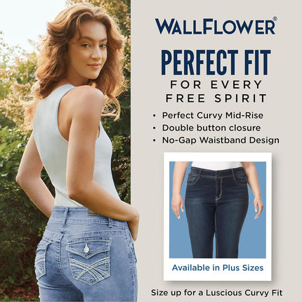 WallFlower Women's Instastretch Luscious Curvy Bootcut Jeans, Betsy, XXX-Small