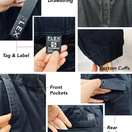 Southpole Men's Basic Stretch Twill Jogger Pants-Reg and Big & Tall Sizes, Tobacco, X-Large