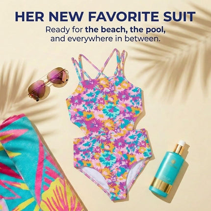 Kanu Surf Girls' Beach Sport Cut-Out One Piece Swimsuit, River Purple, 10