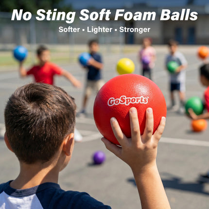 GoSports Balones de espuma blanda de 6 pulgadas para patio de juegos, juego de 6 unidades para niños, multicolor