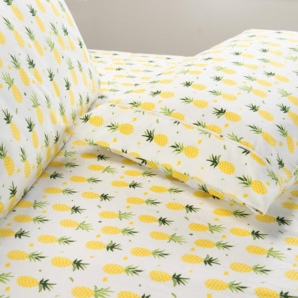 Elegant Comfort Luxury Soft Bed Sheets Pineapple Pattern - 1500 Premium Hotel Quality Microfiber Softness Wrinkle and Fade Resistant (6-Piece) Bedding Set, Full, Pineapple