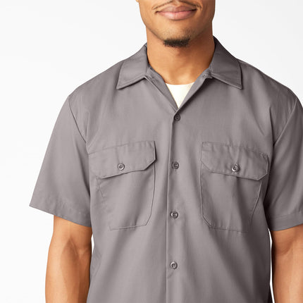 Camisa de trabajo de manga corta Dickies para hombre, plateado, grande