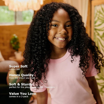Hanes Girls Essential Tee 2-Pack, XL, Black
