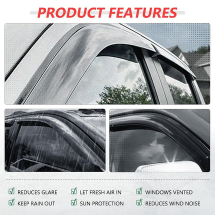 DNA MOTORING Set of 4 Tape-On Carbon Fiber Pattern Styling Window Visor Deflector Rain/Sun Guard Compatible with Audi A4 / S4 2002-2008, RS4 2007-2008, WVS-T2-0180-CF