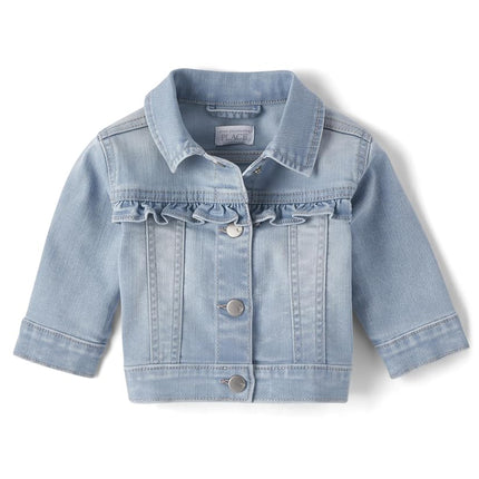 Chaqueta vaquera con volantes para bebé niña de The Children's Place, lavado Ruffle Bramble, 6-9 meses