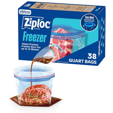 Ziploc Freezer Bags Value Pack, Quart Size, 38 ct
