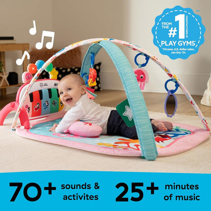 Baby Einstein Ocean Explorers 4-in-1 Play Gym & Tummy Time Mat, Baby Play Mat with Kick Piano, Music & Language Discovery, Sensory Toys, Lights & Sounds, for Newborns & Up, Pink (Jellyfish Jamboree)