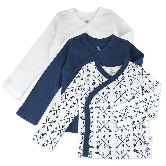 HonestBaby 3-Pack Long Sleeve Side-Snap Kimono Top