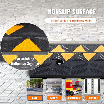 VEVOR Rubber Curb Ramp 9 cm Rise Height Sidewalk Curb Ramp, 25 cm Width 100 cm Length Driveway Ramp for Curb, 15T Heavy Duty Rubber Ramp for Forklifts, Trucks, Buses, Cars, Wheelchairs, Bikes