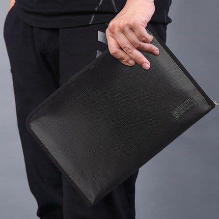 Expanding File Folder Important Document Organizer Fireproof and Waterproof Document Bag with A4 Size 3 Pockets Zipper Closure Non-Itchy Silicone Coated Portable Filing Wallet Pouch(14.3' x9.8')