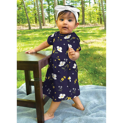 Hudson Baby Baby Girls' Cotton Dresses, Night Blooms, 12-18 Months