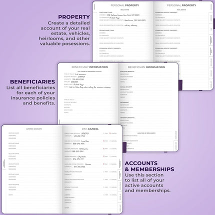 Clever Fox End of Life Planner – Guided Final Arrangements Organizer Notebook for Instructions, Beneficiary Info, Will Preparation, Last Wishes & Funeral Planning – Hardcover, A5 Size (Purple)