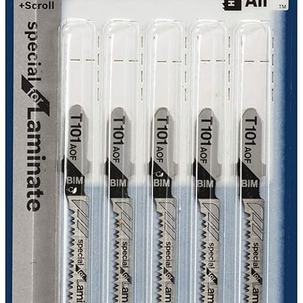 Bosch T101AOF Lot de 5 lames de scie sauteuse à queue en T de 8,25 cm, 20 TPI, spéciales pour les stratifiés