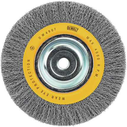 DEWALT Wire Wheel, 8-Inch, Crimped, 5/8-Inch Arbor, Wide Face, .014-Inch (DW4907)