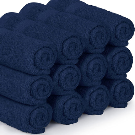 Utopia Towels Juego de toallitas de primera calidad, 30 x 30 cm, toallas faciales 100 % algodón de 600 g/m², toallas de mano altamente absorbentes y suaves, paquete de 12, azul marino