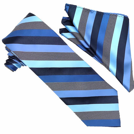 Stacy Adams Men's Tall-Plus-Size Microfiber Stripped Tie Set Extra Long, Navy, One Size