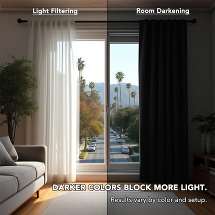 Deconovo Long Back Tab and Rod Pocket Blackout Curtains for Living Room - Thermal Insulated Light Blocking Curtains, 42x95 Inch, Black, 2 Panels