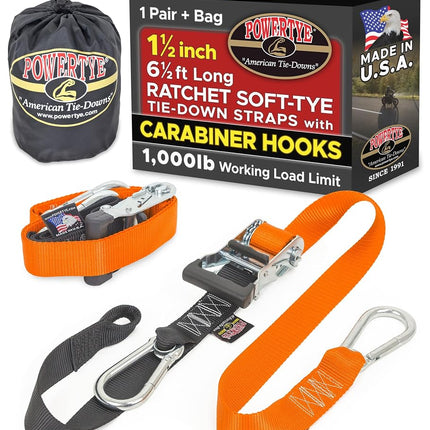 PowerTye 1½" x 6½ft Heavy-Duty Ratchet Tie-Downs, 